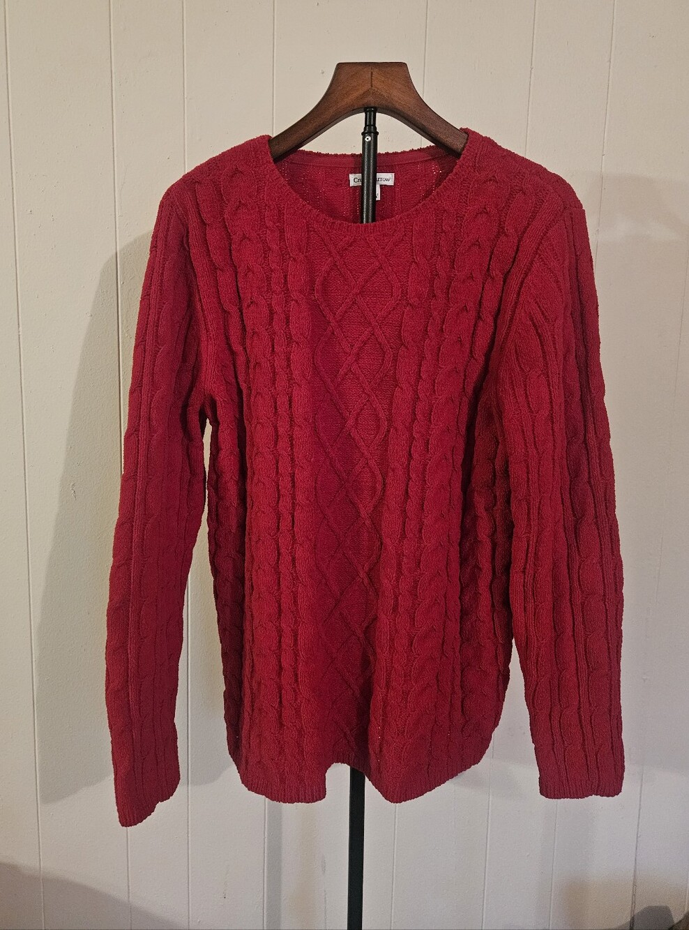 Croft & Barrow Women's Cable Knit Crewneck Sweater - Red Size XL